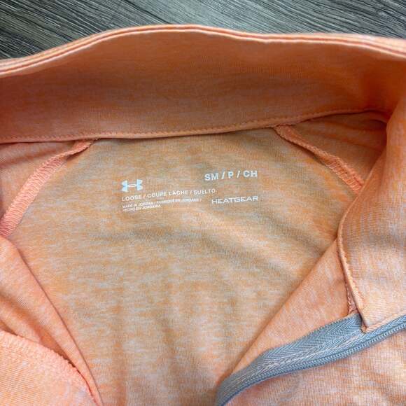 Under Armour Womens Heath Gear Top Long Sleeve 1/2 Zip pastel tangerine - Picture 3 of 5